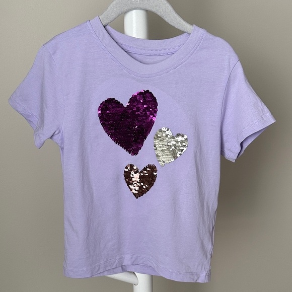 H&M Other - H&M Short Sleeve Purple T-Shirt with Flip Sequins Hearts 4T